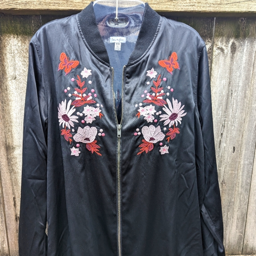 80's Style Satin Jacket with Embroidery front